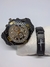 Kit Conjunto Relógio Masculino Analógico Emburrachado Ajustável Preto + Bracelete Tudo Posso Fé + Caixa Tendência