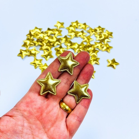 Aplique Estrela 2,5cm Metalizada Dourada - 10 unidades