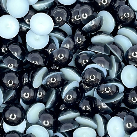 10gr Meia Pérola Preta 12mm sem furo para colagem