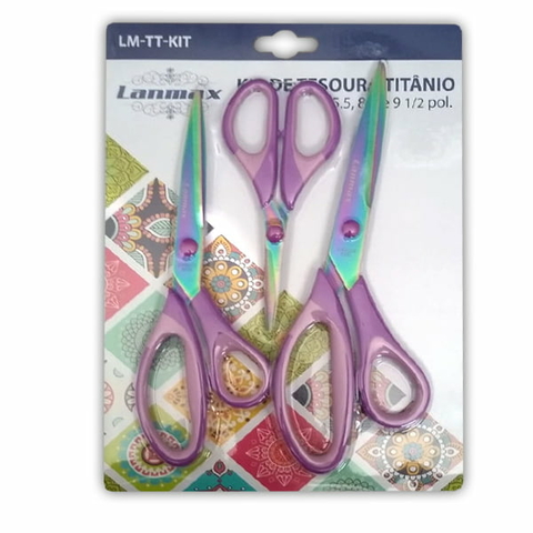 Kit de 3 Tesouras Titânio Lanmax