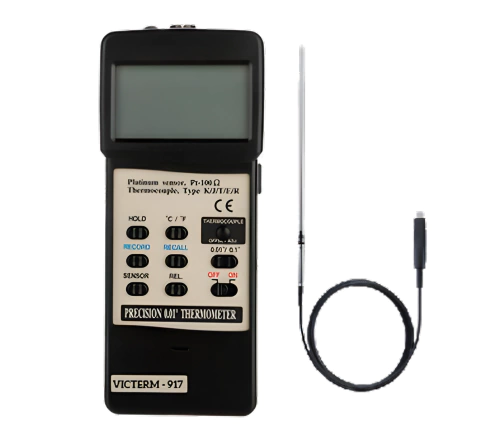 TERMÔMETRO DIGITAL PORTÁTIL - PRECISÃO 0,01 - C/ SENSOR PT-100 CLASSE 1/10 DIN 6X300MM - comprar online