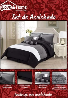 Acolchado set 11 piezas + almohadones + sabanas + accesorios - linalimon