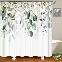 Cortina de baño hojas - linalimon