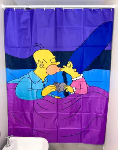 Cortina de baño Homero y Marge corazon simpsons - comprar online