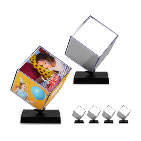 Kit 5 Foto Cubo Giratório Mini de Acrílico