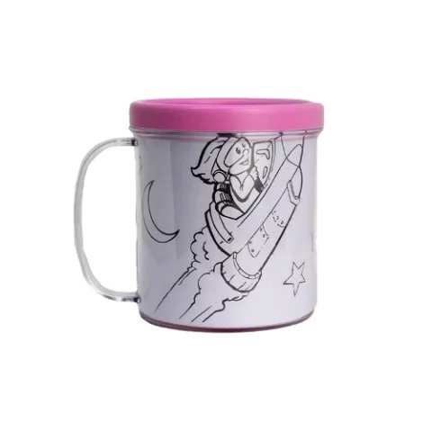Caneca Acrílica p/ Colorir 300ml com Detalhe em ROSA