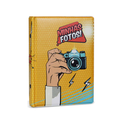 Álbum de Fotos 10x15 Comics Click Amarelo 120 Fotos - 6253 - 6660/350