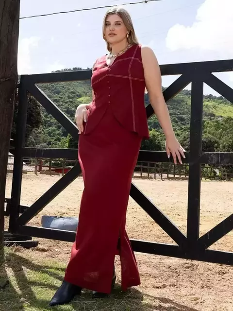 Conjunto Saia Longa e Colete Com Pesponto 9-359-9 - comprar online