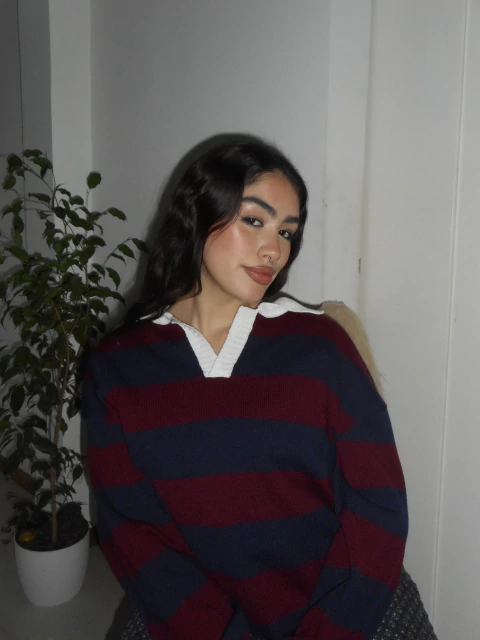 Sweater rayado unisex Marino Bordo - comprar online