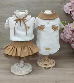 Saia Love Couro PU Caramelo para cachorro e gato - Estilo de Vida Pet