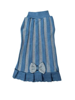 Vestido de Tricô Belinha Azul Jeans para cachorro e gato - Estilo de Vida Pet