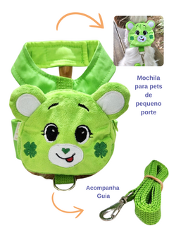 Peitoral Mochila Ursinhos Amorosos Verde para cachorro e gato na internet