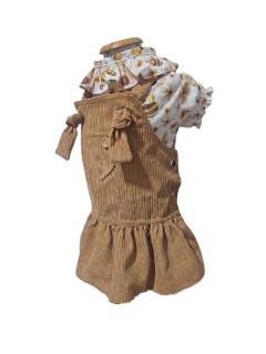 Salopete Veludo Cotelê Caramelo para cachorro e gato - comprar online