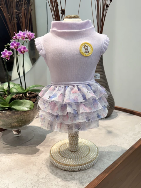 Regatinha Lilás e Borboletinhas Tutu para cachorro e gato