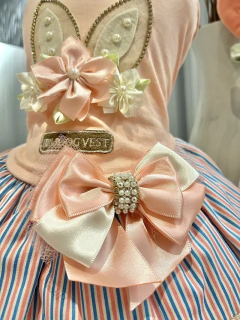 Vestido Salmão Páscoa Listra Azul para cachorro e gato na internet