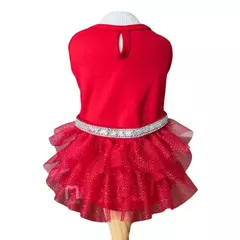 Vestido de Natal Vermelho com Tutu para cachorro e gato