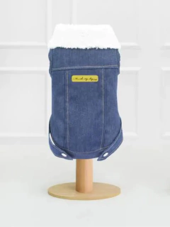 Casaco Jeans Pelúcia Alpaca para cachorro e gato