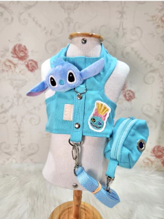 Peitoral Ohana Azul Stitch com Porta Cata Caca para cachorro na internet