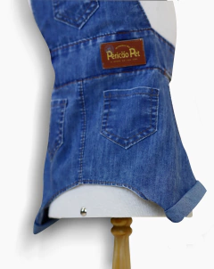 Imagem do Jardineira Jeans Masculina para cachorro e gato