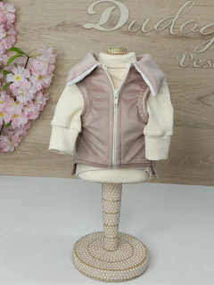 Jaqueta Veludo Rose Zíper para cachorro e gato - comprar online