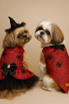 Vestido Halloween Aranha Vermelho para cachorro e gato - Estilo de Vida Pet
