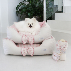 Cama Elegance Classic Xadrez Rose para cachorro - TAM M