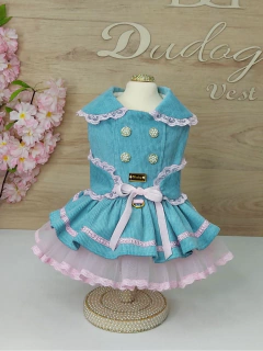Vestido Veludo Cotelê Tiffany para cachorro e gato