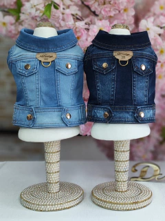 Jaqueta Jeans Delavê Bolsos e Lapelas para cachorro e gato - Estilo de Vida Pet