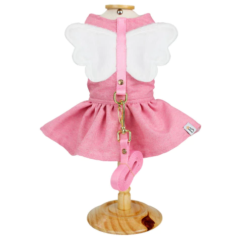 Vestido Lady Anjinho Rosa para cachorro (acompanha guia)