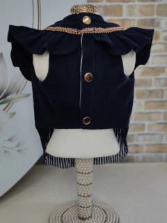 Imagem do Casaco Delicate Veludo Azul para cachorro e gato