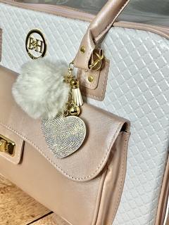 Imagem do Bolsa de Transporte e Passeio Off White e Rose Para Cachorro e Gato