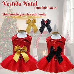 Vestido Peitoral Natal com Laços Removíveis para cachorro (acompanha guia) - Estilo de Vida Pet