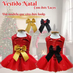 Vestido Peitoral Natal com Laços Removíveis para cachorro (acompanha guia) - Estilo de Vida Pet