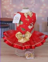 Vestido Natal Vermelho Papai Noel Saia Tule para cachorro e gato