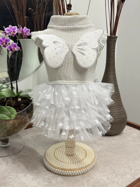 Regatinha Asa Borboletinha com Tutu para cachorro e gato