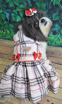 Vestido Chess Burberry Inspired para cachorro e gato
