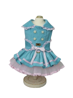 Vestido Veludo Cotelê Tiffany para cachorro e gato na internet