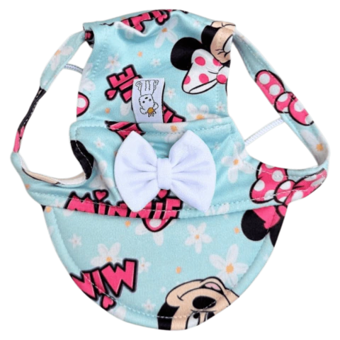 Boné Minnie Florzinha Azul para cachorro e gato
