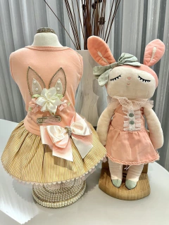 Vestido Salmão Páscoa Listra Salmão para cachorro e gato