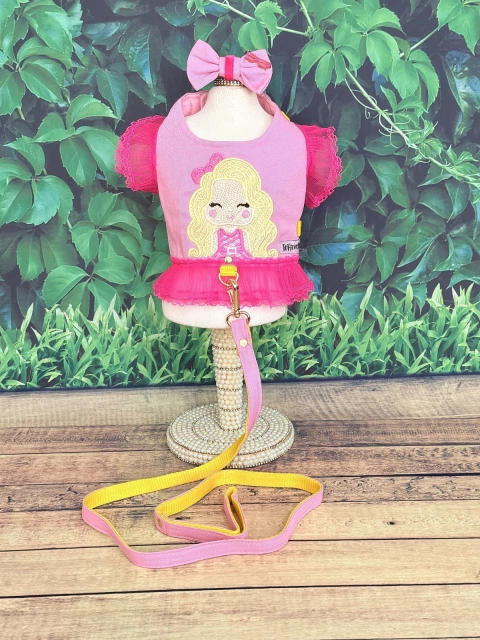 Peitoral Barbie Rosa para cachorro e Gato