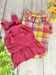 Blusinha Pet Gola Boneca Xadrez Pink para cachorro e gato - loja online