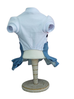 Vestido Mini Saia Jeans Delavê Blusa Branca para cachorro e gato - comprar online