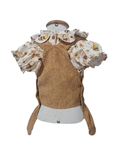 Salopete Veludo Cotelê Caramelo para cachorro e gato - Estilo de Vida Pet