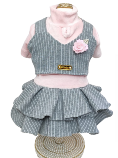 Vestido Delicate Risca de Giz Blusa Rosa para cachorro e gato