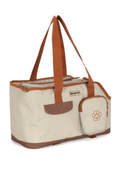 Bolsa Transporte e Passeio Veículo Bege para cachorro e gato