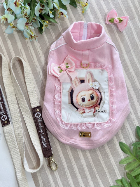 Moletom Labubu Rosa Bebê para cachorro e gato