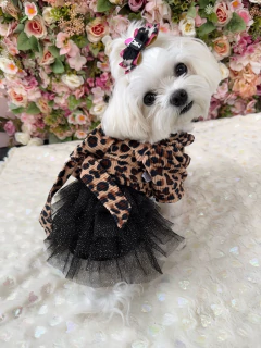 Casaco Cropped Veludo Oncinha para cachorro e gato - comprar online