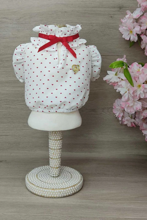 Blusa Cropped Love Off Corações Vermelho para cachorro e gato