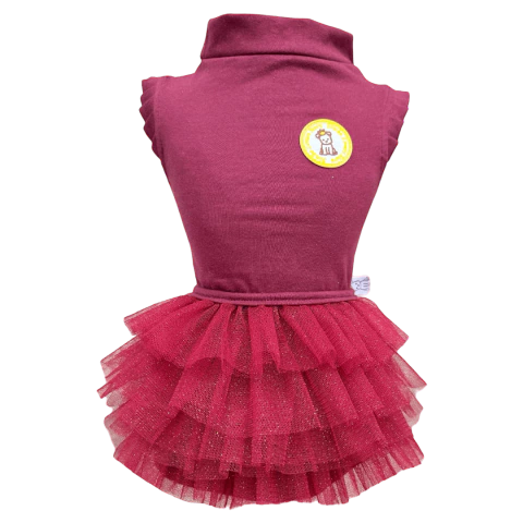 Regatinha Marsala com Tutu para cachorro e gato