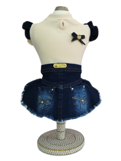 Vestido Mini Saia Jeans Bolsos Blusa Camel para cachorro e gato na internet